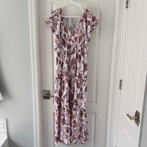 Floral Ruffle Sleeve Maxi Dress